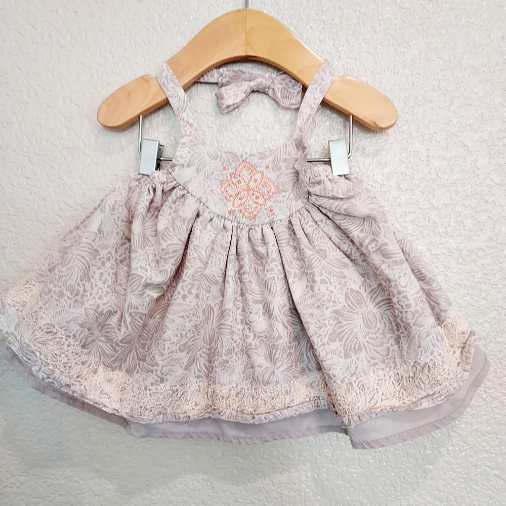 🔴3/$20 Piper & Posie Beige Summer Dress Size 18 Months